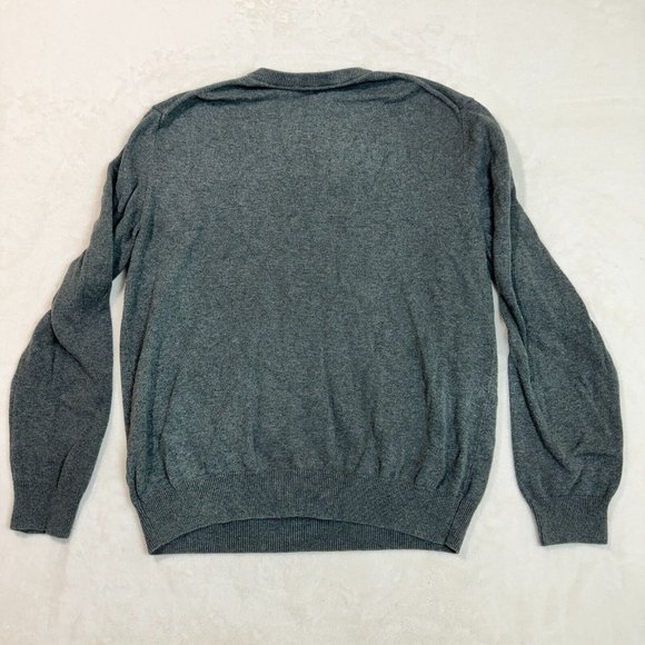 Express Men's XL Sweater Grey Solid Cotton V-Neck Top Long Sleeve Pullover - Picture 12 of 12